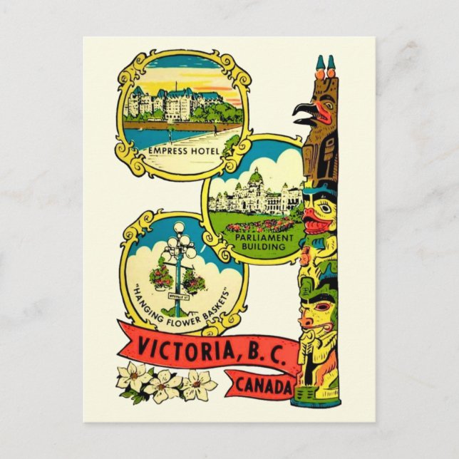 Tarjeta postal antigua de Victoria BC (Anverso)