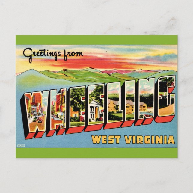 Tarjeta postal antigua de Wheeling WV (Anverso)