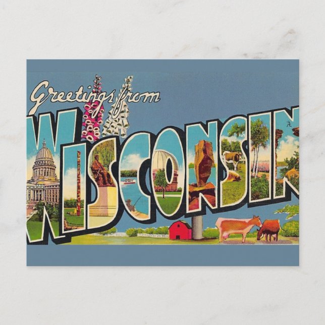 Tarjeta postal antigua de Wisconsin (Anverso)