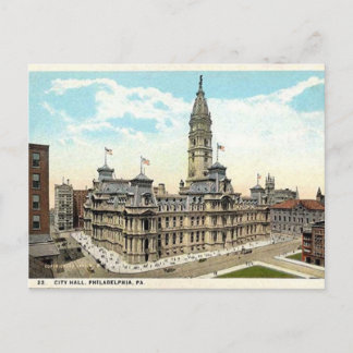 Tarjeta postal antigua del ayuntamiento de Filadel
