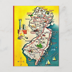 Tarjeta postal antigua del estado de Nueva Jersey