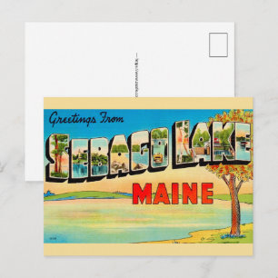 Tarjeta postal antigua del lago Sebago