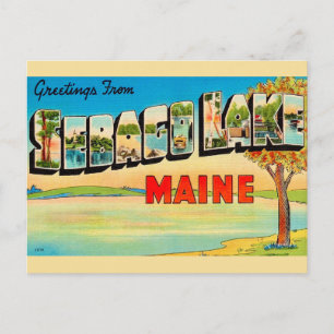 Tarjeta postal antigua del lago Sebago