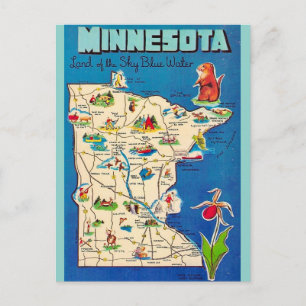 Tarjeta postal antigua del mapa de Michigan