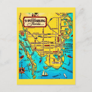 Tarjeta postal antigua del mapa de San Petersburgo