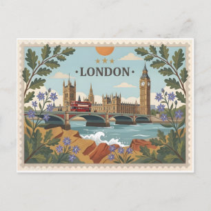 Tarjeta postal antigua del paisaje urbano de Londr