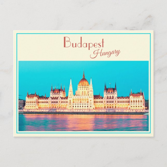 Tarjeta postal antigua del Parlamento de Budapest, (Anverso)