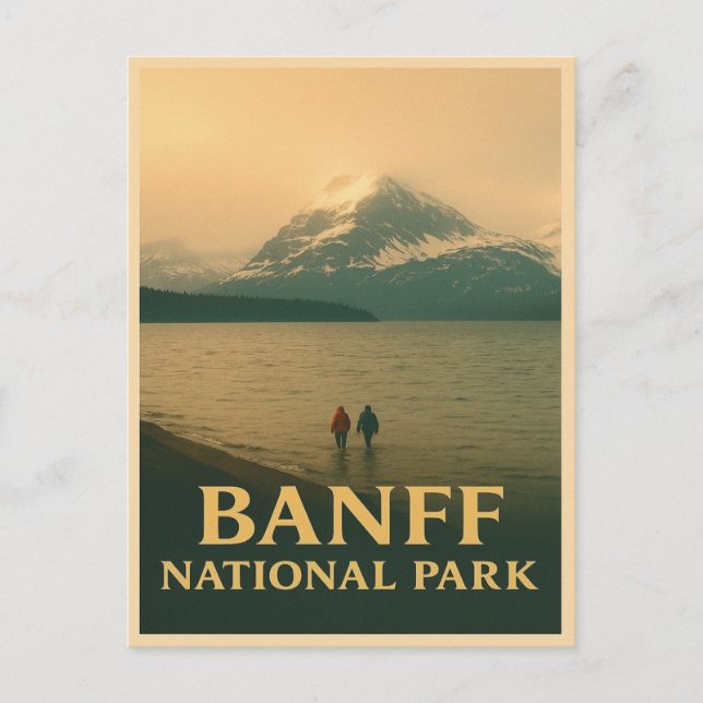 Tarjeta postal antigua del Parque Nacional Banff (Anverso)
