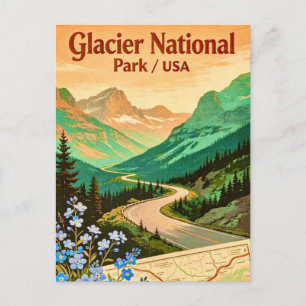 Tarjeta postal antigua del Parque Nacional Glacier