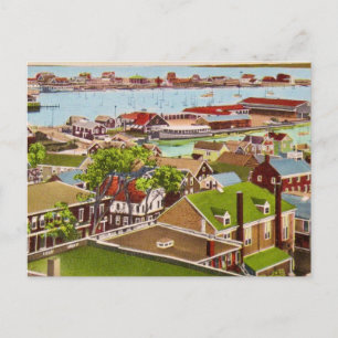 Tarjeta postal antigua del puerto de Nantucket, MA