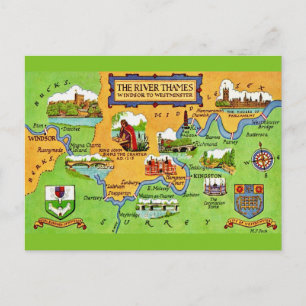 Tarjeta postal antigua del río Támesis