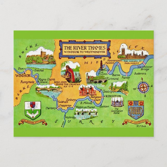 Tarjeta postal antigua del río Támesis (Anverso)