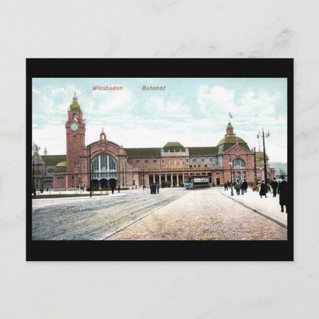 Tarjeta postal antigua - Estación de ferrocarril,  (Anverso)