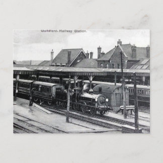 Tarjeta postal antigua - Estación de ferrocarril d