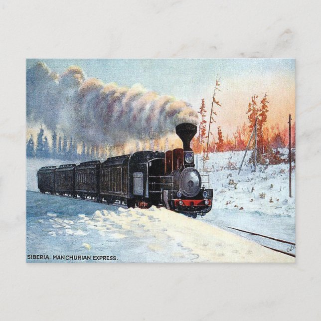 Tarjeta postal antigua - Expreso manchuriano, Sibe (Anverso)