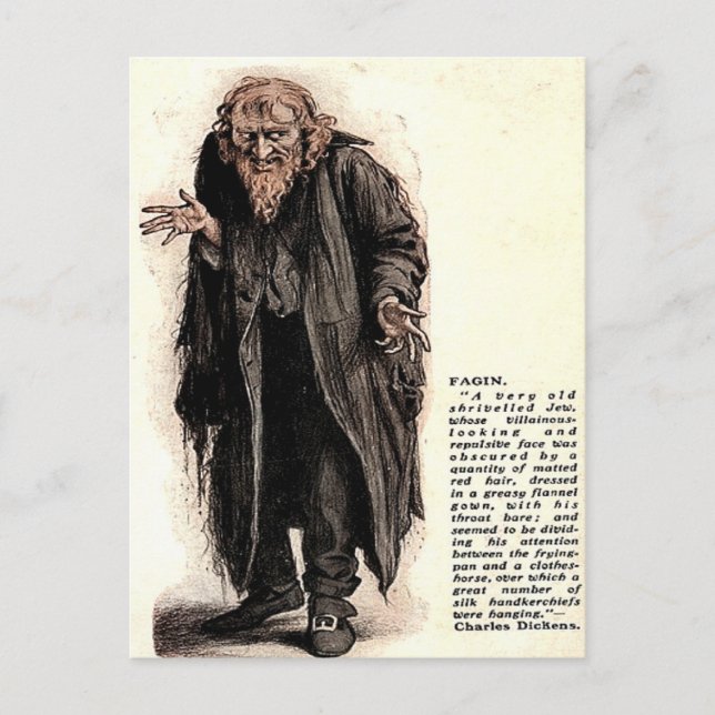 Tarjeta postal antigua - Fagin de "Oliver Twist" (Anverso)