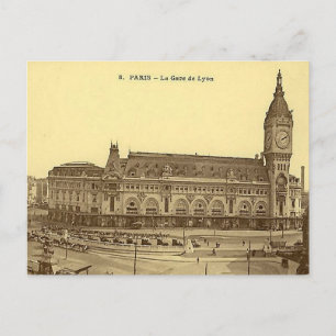 Tarjeta postal antigua - Gare de Lyon, París