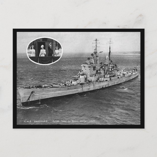 Tarjeta Postal Antigua - HMS Vanguard (Anverso)