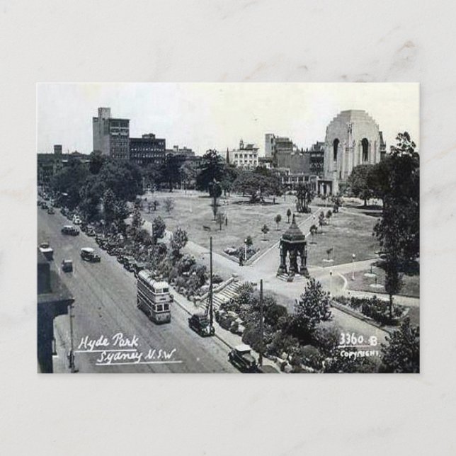 Tarjeta Postal Antigua - Hyde Park, Sydney, NSW (Anverso)