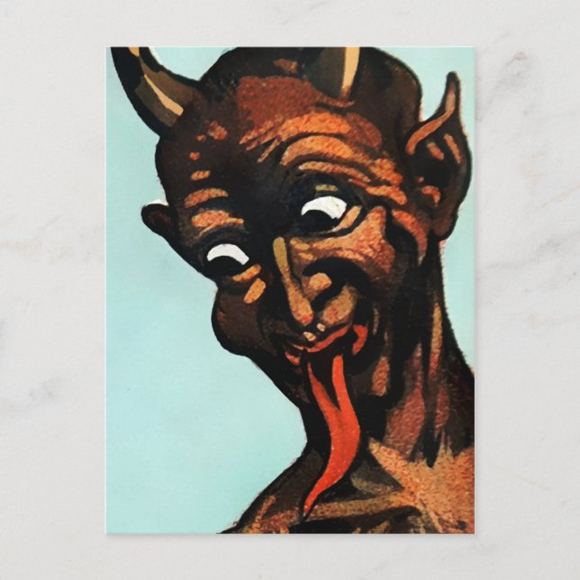 Tarjeta postal antigua Krampus Face (Anverso)
