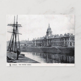 Tarjeta postal antigua - La Aduana, Dublín
