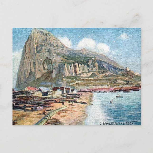Tarjeta Postal Antigua - La Roca de Gibraltar (Anverso)
