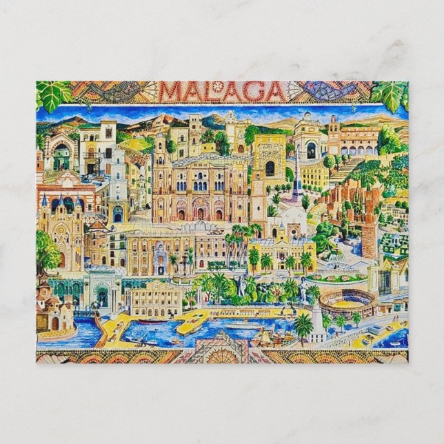 Tarjeta Postal Antigua Málaga España (Anverso)