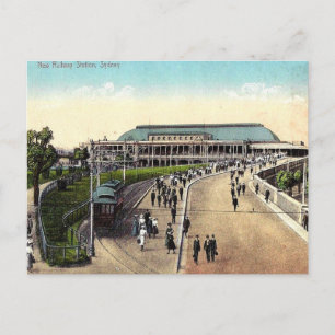 Tarjeta postal antigua - Nueva estación de ferroca