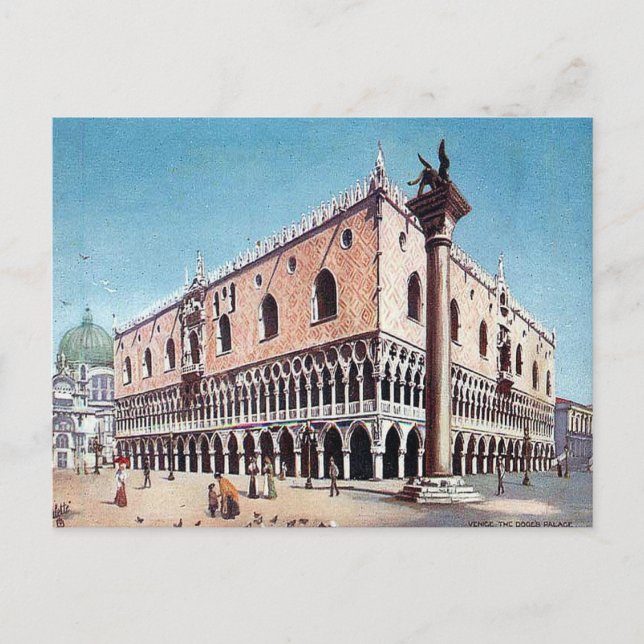 Tarjeta postal antigua - Palacio ducal de Venecia (Anverso)