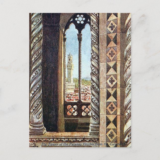 Tarjeta postal antigua - Palazzo Vecchio, Florenci