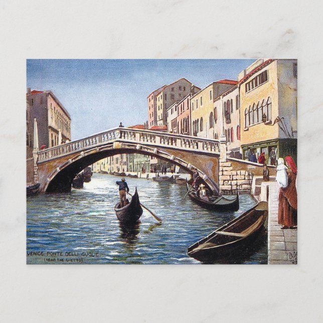 Tarjeta postal antigua - Ponte delle Guglie, Venec (Anverso)