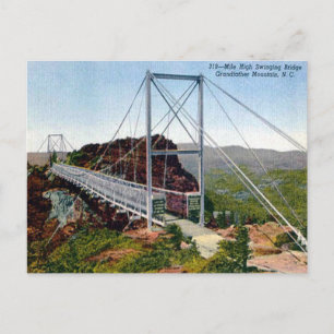 Tarjeta postal antigua - Puente colgante de una mi