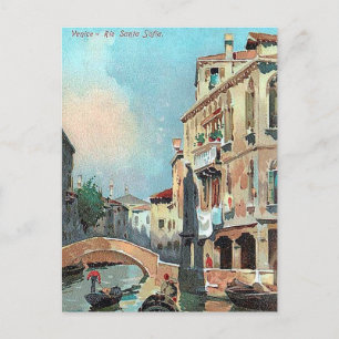 Tarjeta postal antigua - Rio Santa Sofia, Venecia