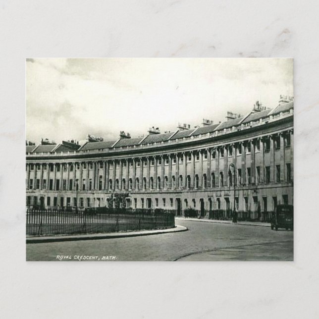 Tarjeta postal antigua - Royal Crescent, Bath, Som (Anverso)