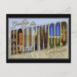 Tarjeta Postal Antigua Saludos de Hollywood
