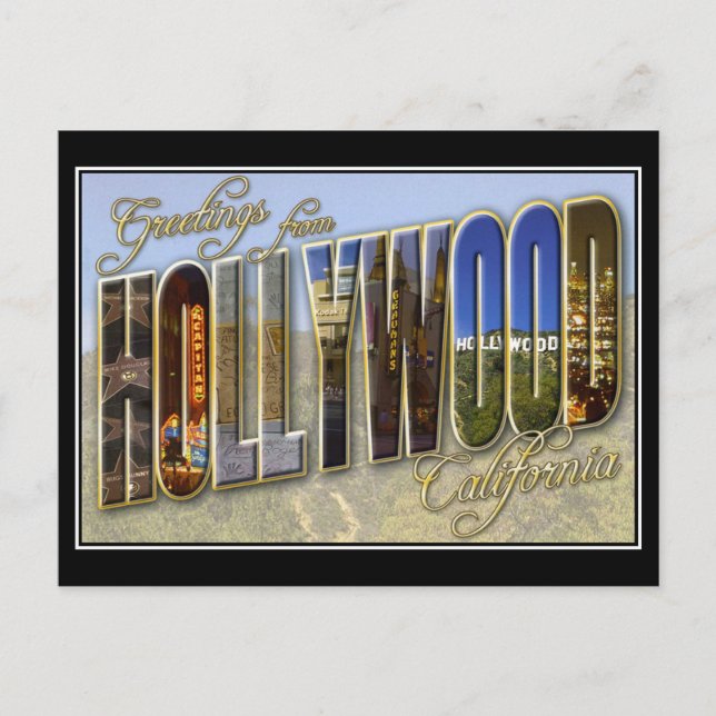 Tarjeta Postal Antigua Saludos de Hollywood (Anverso)