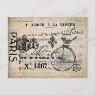 Tarjeta postal - Antigua señal de pájaro francés e