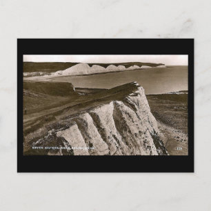 Tarjeta postal antigua, Seven Sisters, Sussex