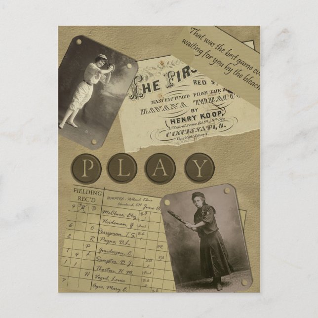 Tarjeta postal antigua "Softball" (Anverso)