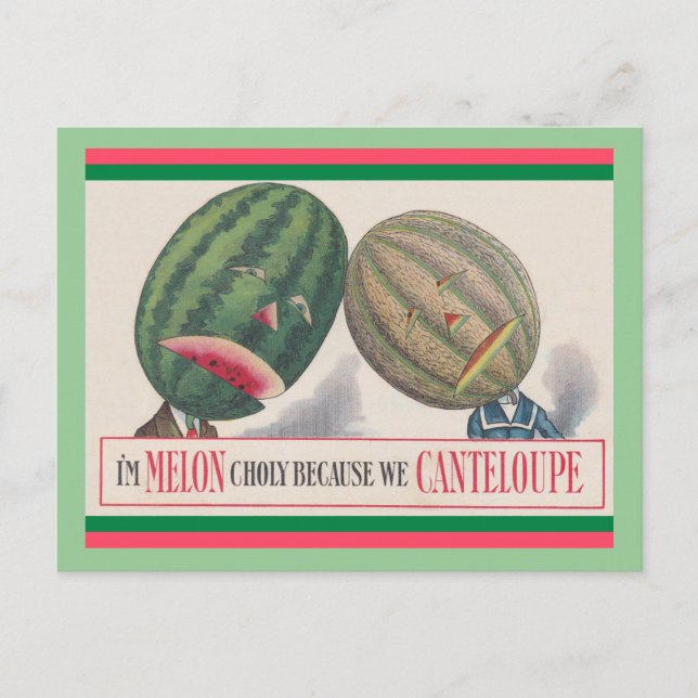 TARJETA POSTAL ANTROPOMÓRFICA DE Melones Pun (Anverso)