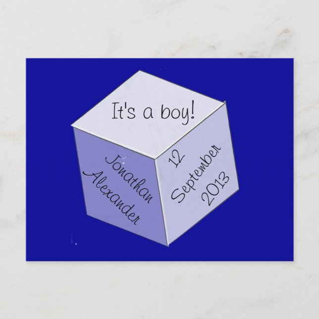 Tarjeta postal: Anuncio de nacimiento con bloque d (Anverso)