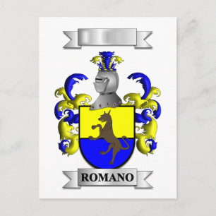 Tarjeta postal Apellido y escudo de la familia Rom