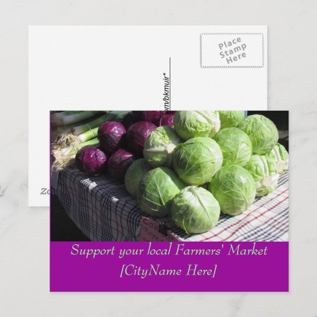 Tarjeta postal - Apoya el mercado de agricultores  (Anverso / Reverso)