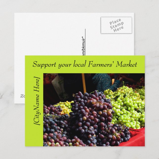 Tarjeta postal - Apoya el mercado de agricultores  (Anverso / Reverso)