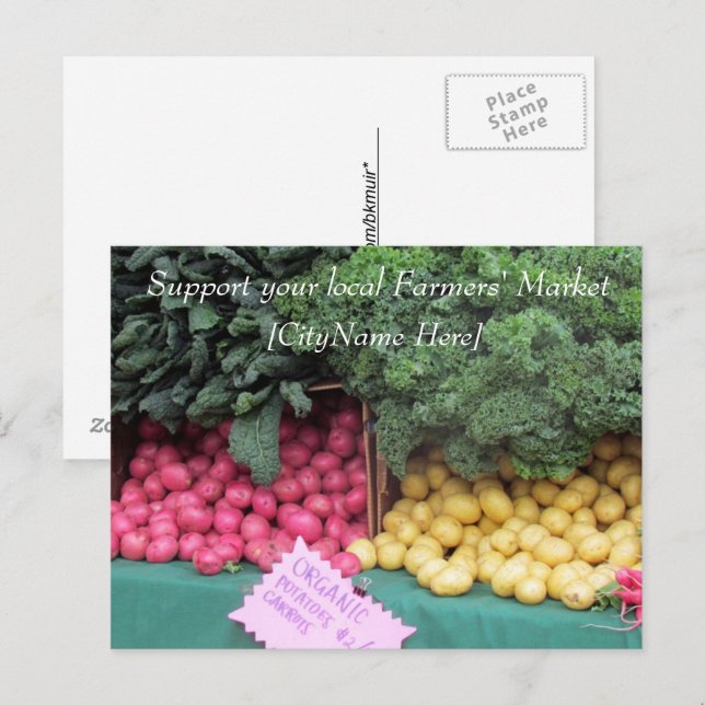 Tarjeta postal - Apoyar mercado de agricultores -  (Anverso / Reverso)