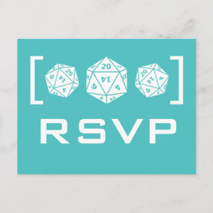 Tarjeta postal Aqua D20 Dice Gamer RSVP