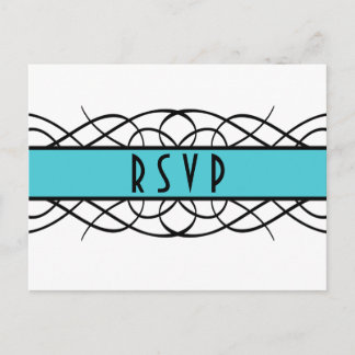 Tarjeta postal Aqua Deco Flourish RSVP