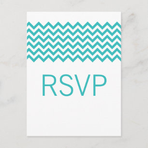 Tarjeta postal Aqua Simple Chevron RSVP