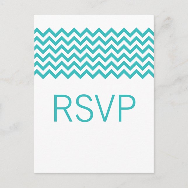 Tarjeta postal Aqua Simple Chevron RSVP (Anverso)