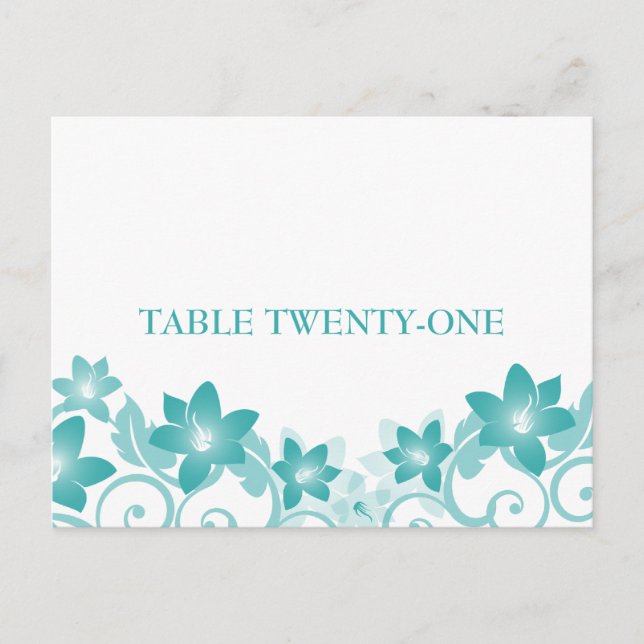 Tarjeta postal Aqua Simple Floral (Anverso)